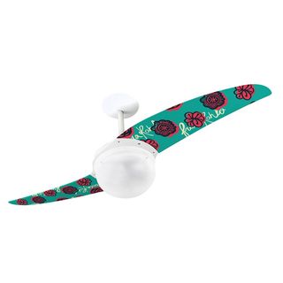 Ventilador-de-Teto-Spirit-202-Frida-Kahlo-Rosas-e-Borboletas-Verde-Fk10-Lustre-Globo