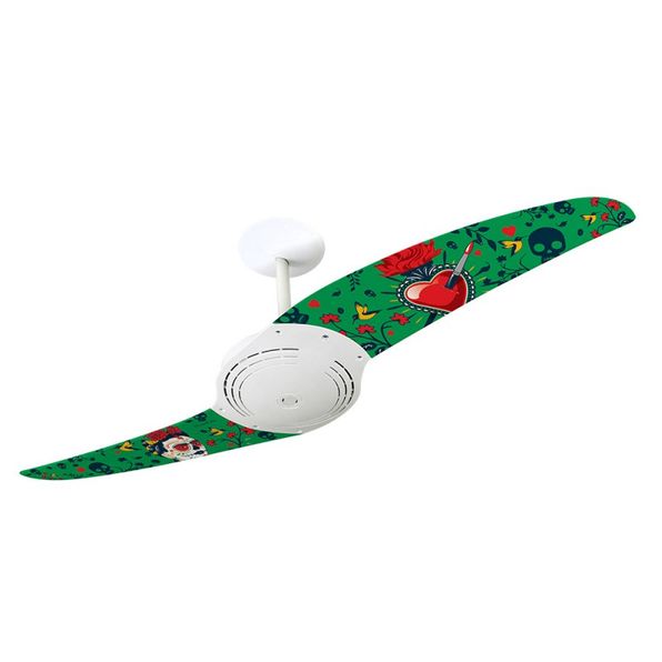 Ventilador-de-Teto-Spirit-200-Frida-Kahlo-Caveira-e-Coracao-Verde-Fk01-Sem-Lustre