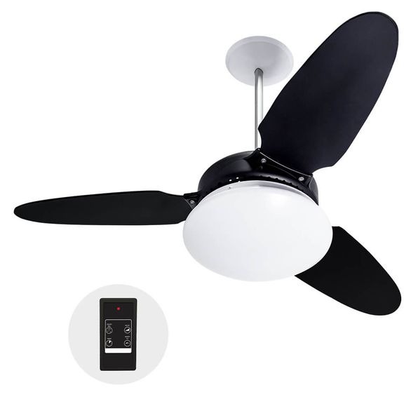 Ventilador de Teto Zenys Zip LED Preto Pás Pretas Controle Remoto Ventilador de Teto Zenys Zip LED Preto Pás Pretas Controle Remoto