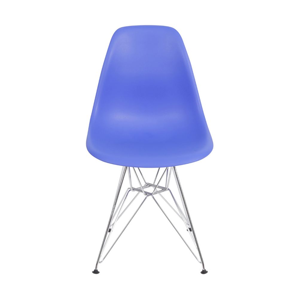 Cadeira Design Charles Eames Base Cromada Azul Escuro My Spirit