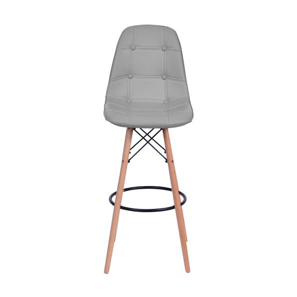 Banqueta Design Charles Eames Botonê Base Madeira Cinza My Spirit