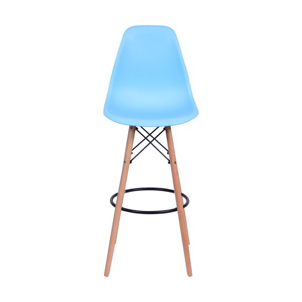 Banqueta Design Charles Eames Base Madeira Azul Claro My Spirit