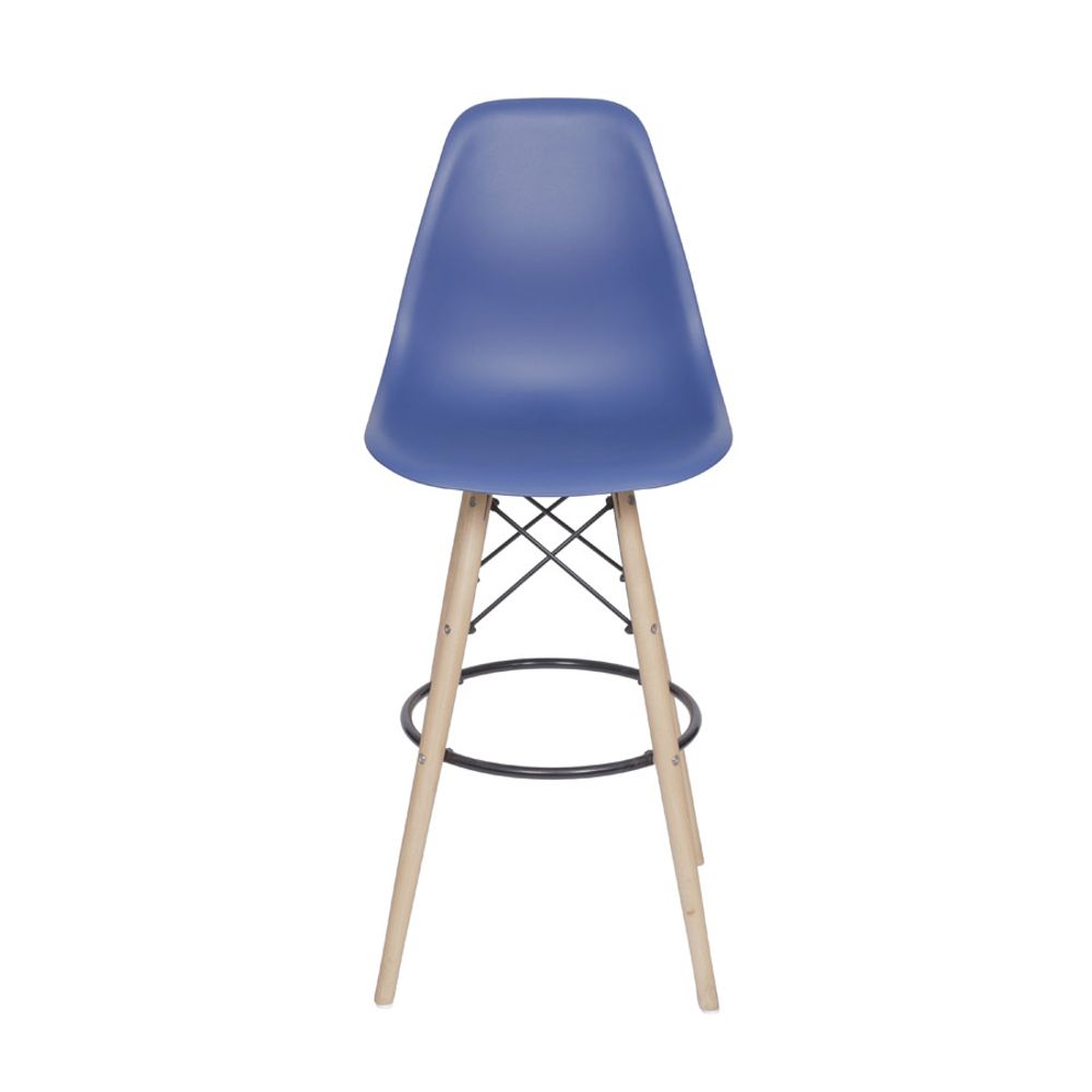 Banqueta Design Charles Eames Base Madeira Azul Marinho My Spirit