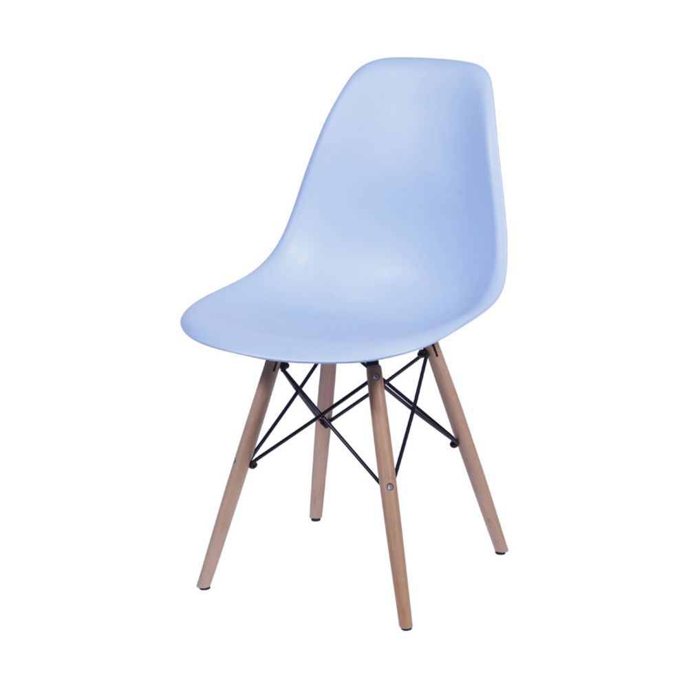 Cadeira Design Charles Eames Base Madeira Azul Claro My Spirit