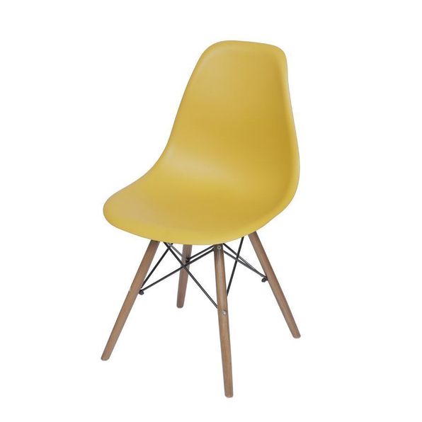 KIT 10 Cadeiras Design Charles Eames PP AÇAFRÃO BASE MADEIRA
