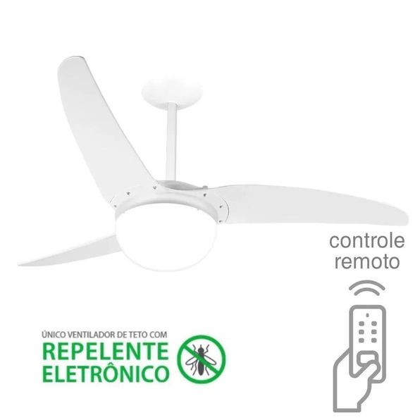 Ventilador De Teto Spirit 302 Branco Lustre Globo Repelente Controle Remoto 127V