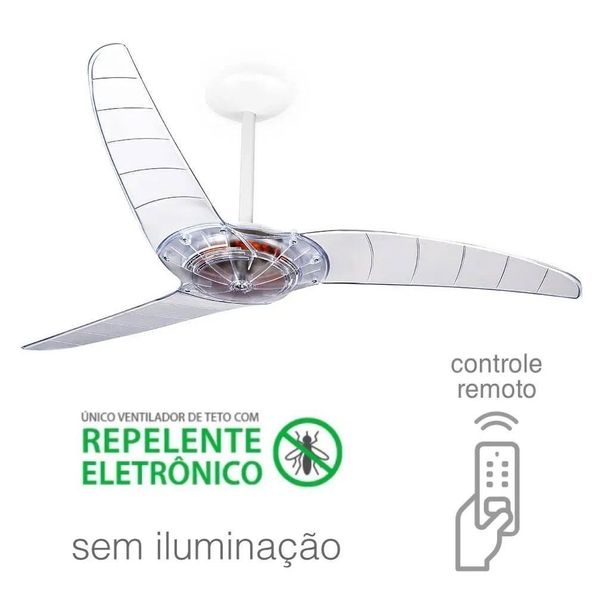 Ventilador De Teto Spirit 300 Cristal Sem Lustre Repelente Controle Remoto  220V