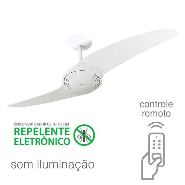 Ventilador De Teto Spirit 200 Branco Sem Lustre Repelente Controle Remoto 127V